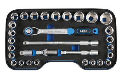 Laser 6920 31pc Socket Set 1/2" Drive 6pt & Star/Trx & Accessories