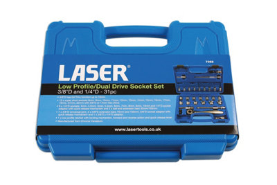Laser 7068 31pc Low Profile/Dual Drive Socket Set 1/4" & 3/8" Drive