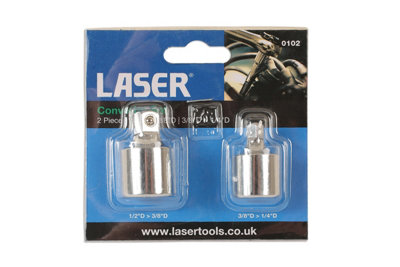 Laser Tools 0102 2pc Convertor Set - 1/2 to 3/8 & 3/8 to 1/4