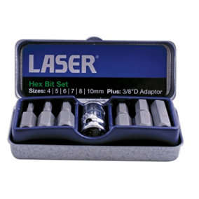 Laser Tools 0593 7pc Hex Bit Set with 3/8" Drive Bit Adaptor
