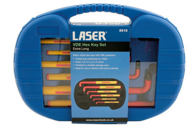 Laser Tools 5515 6pc VDE 1000V Insulated Extra Long Hex Key Set 2.5-8mm