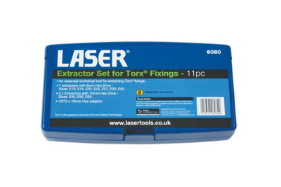 Laser Tools 6080 11pc Extractor Set for Torx Fixings E10 - E55