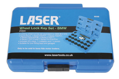 Laser Tools 6539 22pc Locking Wheel Nut Set for BMW
