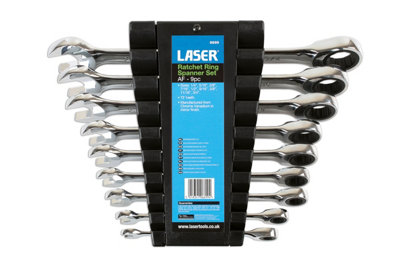 Laser Tools 6699 9pc Ratchet Ring Combination Spanner Set AF 1/4
