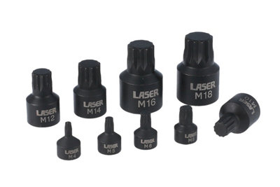 Laser Tools 6725 9pc Low Profile Impact Spline Socket Bit Set