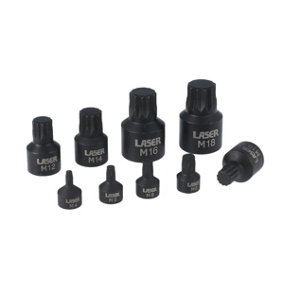 Laser Tools 6725 9pc Low Profile Impact Spline Socket Bit Set
