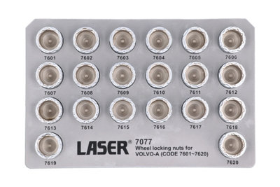 Laser Tools 7077 20pc Locking Wheel Nut Key Set for Volvo