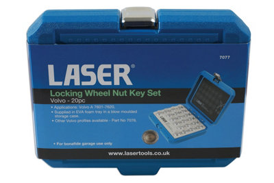 Laser Tools 7077 20pc Locking Wheel Nut Key Set for Volvo