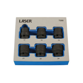 Laser Tools 7200 6pc Damaged Nut/Bolt Remover Tools 1/2" Drive