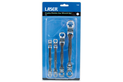 Laser Tools 7260 4pc Double End Flexible Star/Trx Spanner Set E6 - E24
