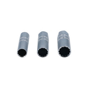 Laser Tools 7295 3pc Thin Wall Spark Plug Socket Set 3/8"D 14, 16, 18mm