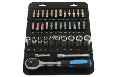 Laser Tools 7310 37pc Miniature Socket & Bit Set 1/4"D