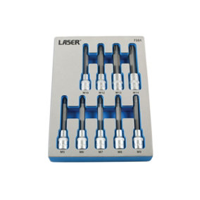Laser Tools 7351 9pc Tamperproof Ribe Socket Bit Set 1/2" Dr M5 to M14