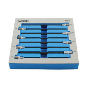 Laser Tools 7356 8pc Extra Long Torx/Star Socket Bit Set 3/8"D T20 - T55 (Length 200mm)