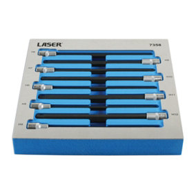 Laser Tools 7358 9pc Extra Long Ball End Hex Socket Bit Set 3/8"D 4 - 12mm (Length 200mm)