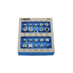Laser Tools 7365 20pc Sump Plug Key Set 3/8"D