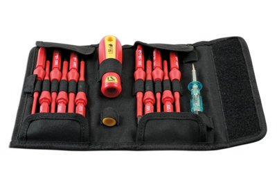 Laser Tools 7435 14pc VDE 1000V Insulated Mix Profile Interchangeable Screwdriver Set + Tester