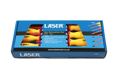 Laser Tools 7448 7pc VDE 1000V Insulated Star/Torx Screwdriver Set  T10-T40