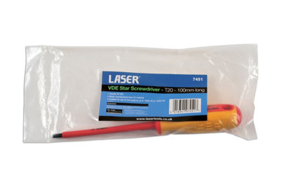Laser Tools 7451 VDE 1000V Insulated Star/Torx Screwdriver T20 x 100mm