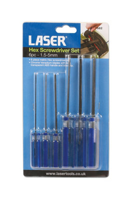 Laser Tools 7582 6pc Hex Screwdriver Set 1.5-5mm
