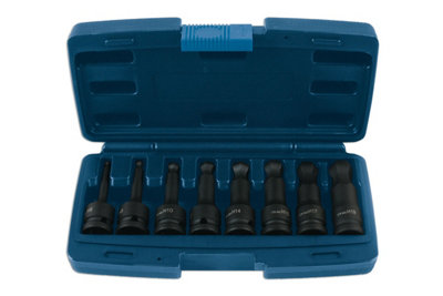 Laser Tools 7672 8pc Ball End Impact Hex Socket Bit Set 1/2"D