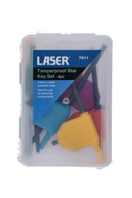 Laser Tools 7911 6pc Tamperproof Torx/Star Key Set T6 - T15