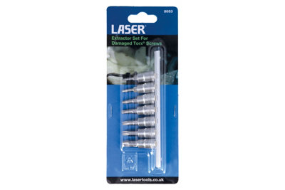 Laser Tools 8053 7pc Extractor Set For Damaged Torx Screws 1/4" Drive T10 - T40