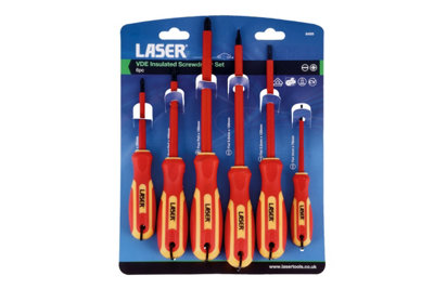 Laser Tools 8455 6pc VDE 1000V Insulated Screwdriver Set Mixed Profile