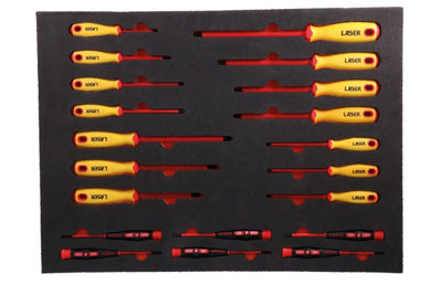 Laser Tools 8486 20pc VDE 1000v Insulated Screwdrivers in Foam Inlay