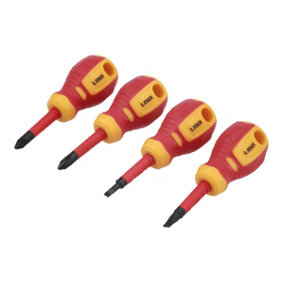 Laser Tools 8491 4pc Slim Stubby Insulated Screwdriver Set Mixed Profile