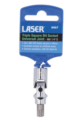 Laser Tools 8967 Triple Square / XZN Universal Joint Bit Socket M8