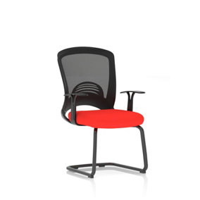 Lasino Visitor Bespoke Fabric Seat Bergamot Cherry Cantilever Leg Mesh Chair