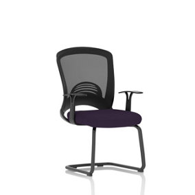 Lasino Visitor Bespoke Fabric Seat Tansy Purple Cantilever Leg Mesh Chair