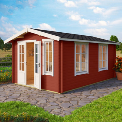 Lasita Alexandra Log Cabin - 4.8m x 3m - Elongated Garden Room Double Glazed - 4