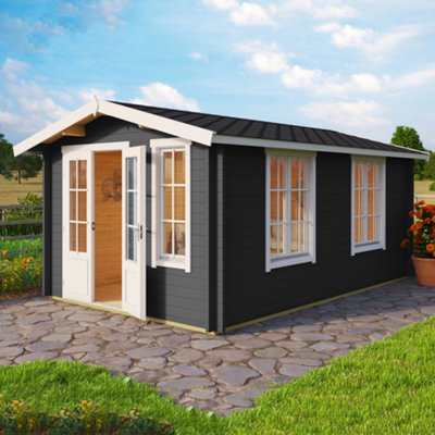 Lasita Alexandra Log Cabin - 4.8m x 3m - Elongated Garden Room Double Glazed - 6