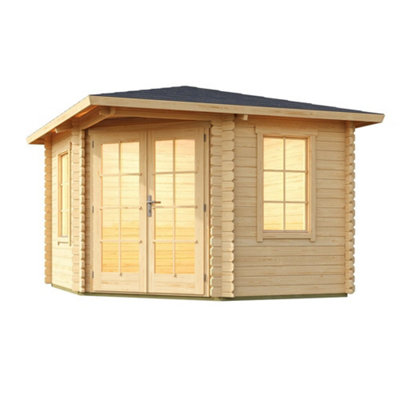 Lasita Anderby 1 Corner Summer House - 3m x 3m - Log Cabin Compact Cabin - 3