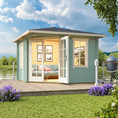 Lasita Anderby 1 Corner Summer House - 3m x 3m - Log Cabin Compact Cabin - 4