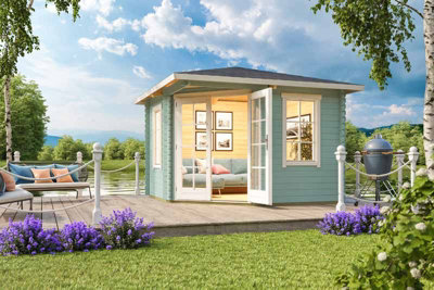 Lasita Anderby 1 Corner Summer House - 3m x 3m - Log Cabin Compact Cabin - 6