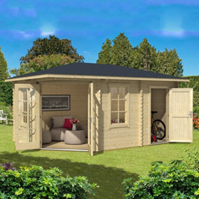 Lasita Anderby 2 Right Hand Corner Cabin - 4.5m x 3m - Summer House with Side Store