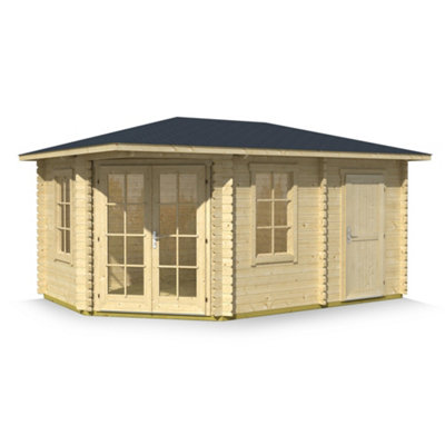 Lasita Anderby 2 Right Hand Corner Cabin - 4.5m x 3m - Summer House with Side Store - 4