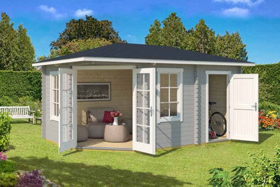 Lasita Anderby 2 Right Hand Corner Cabin - 4.5m x 3m - Summer House with Side Store - 5