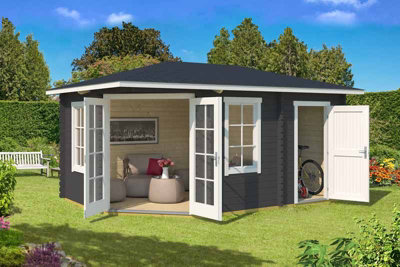 Lasita Anderby 2 Right Hand Corner Cabin - 4.5m x 3m - Summer House with Side Store - 6