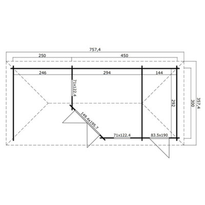 Lasita Anderby 3 Right Hand Corner Cabin - 7m x 3m - Corner Summer House with Veranda - 3