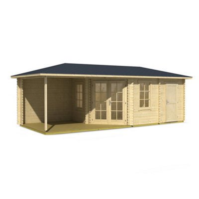 Lasita Anderby 3 Right Hand Corner Cabin - 7m x 3m - Corner Summer House with Veranda - 4