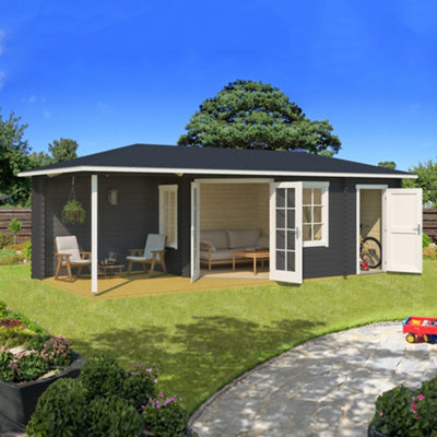 Lasita Anderby 3 Right Hand Corner Cabin - 7m x 3m - Corner Summer House with Veranda - 5