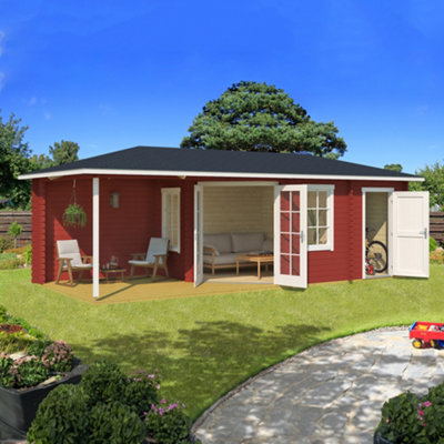 Lasita Anderby 3 Right Hand Corner Cabin - 7m x 3m - Corner Summer House with Veranda - 6
