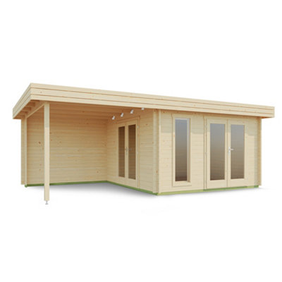 Lasita Anders Summer House with Veranda - 6.3m x 3.6m - Log Cabin with Canopy Area Double Glazed - 4