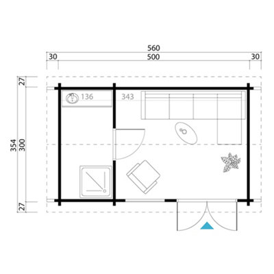 Lasita Aviemore Two Room Log Cabin - 5m x 3m - 70mm Wall Logs Premium Summer House - 3