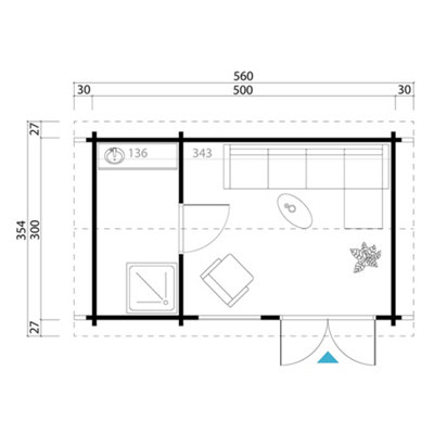 Lasita Aviemore Two Room Log Cabin - 5m x 3m - 70mm Wall Logs Premium Summer House