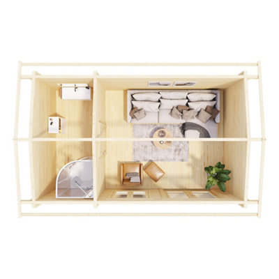 Lasita Aviemore Two Room Log Cabin - 5m x 3m - 70mm Wall Logs Premium Summer House - 5